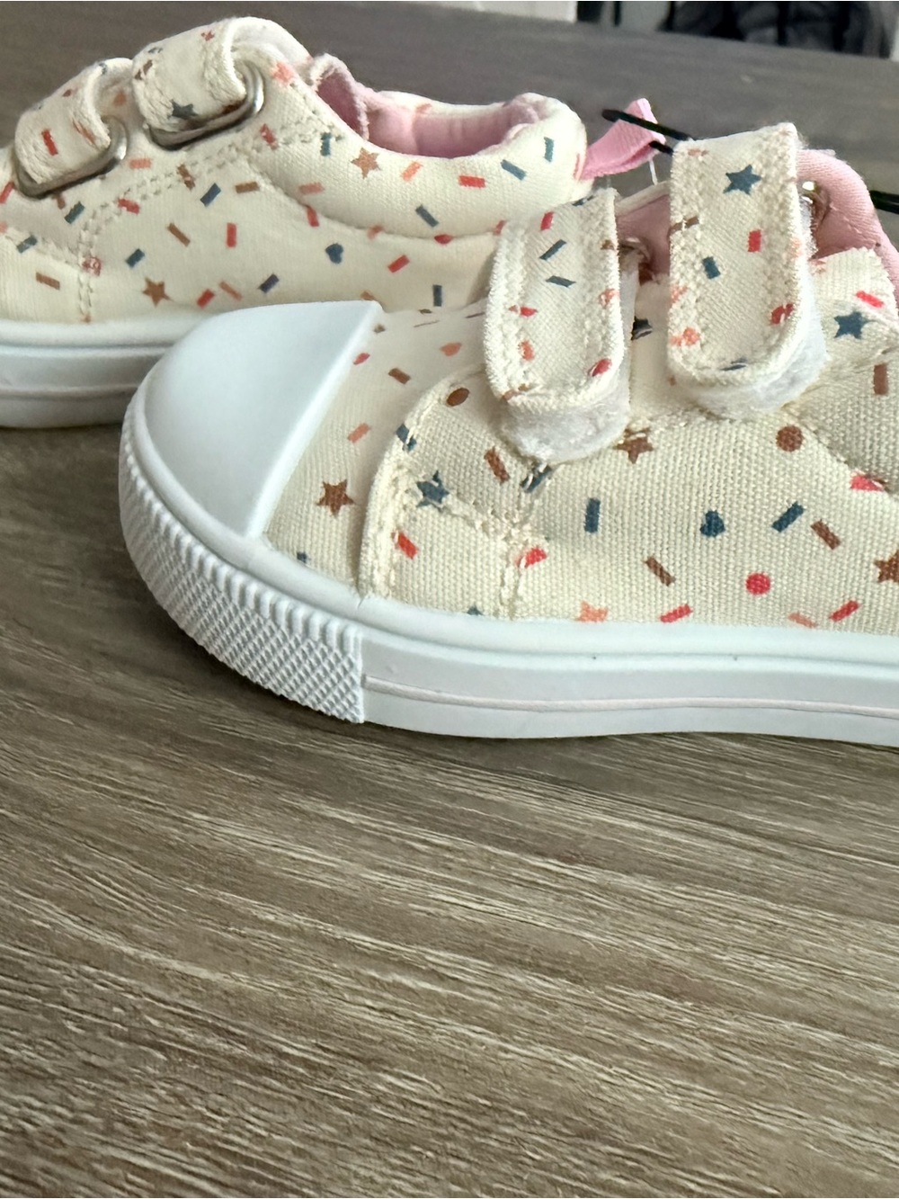 Kids Cream Canvas Sneakers with Multicolor Confetti Print
